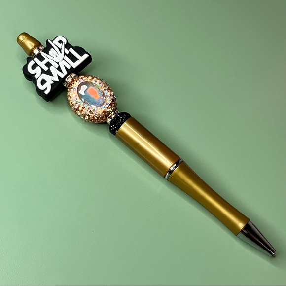 Shop Small White Letters, Skeleton Hand & Fancy Gemstone Handmade Beaded Pen - Picture 5 of 6